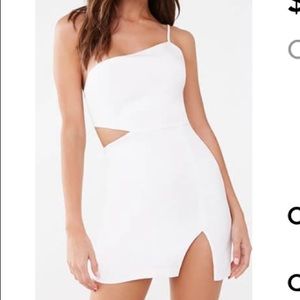 White Mini Dress (One Shoulder)